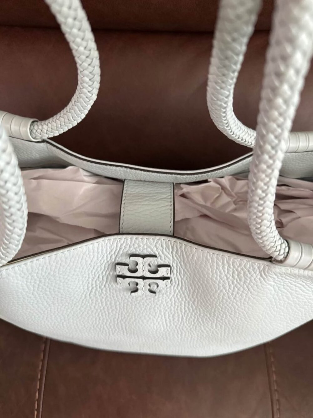 Tory Burch Taylor Large Tote Seltzer Blue Leather Bag Travel - Picture 9 of 15